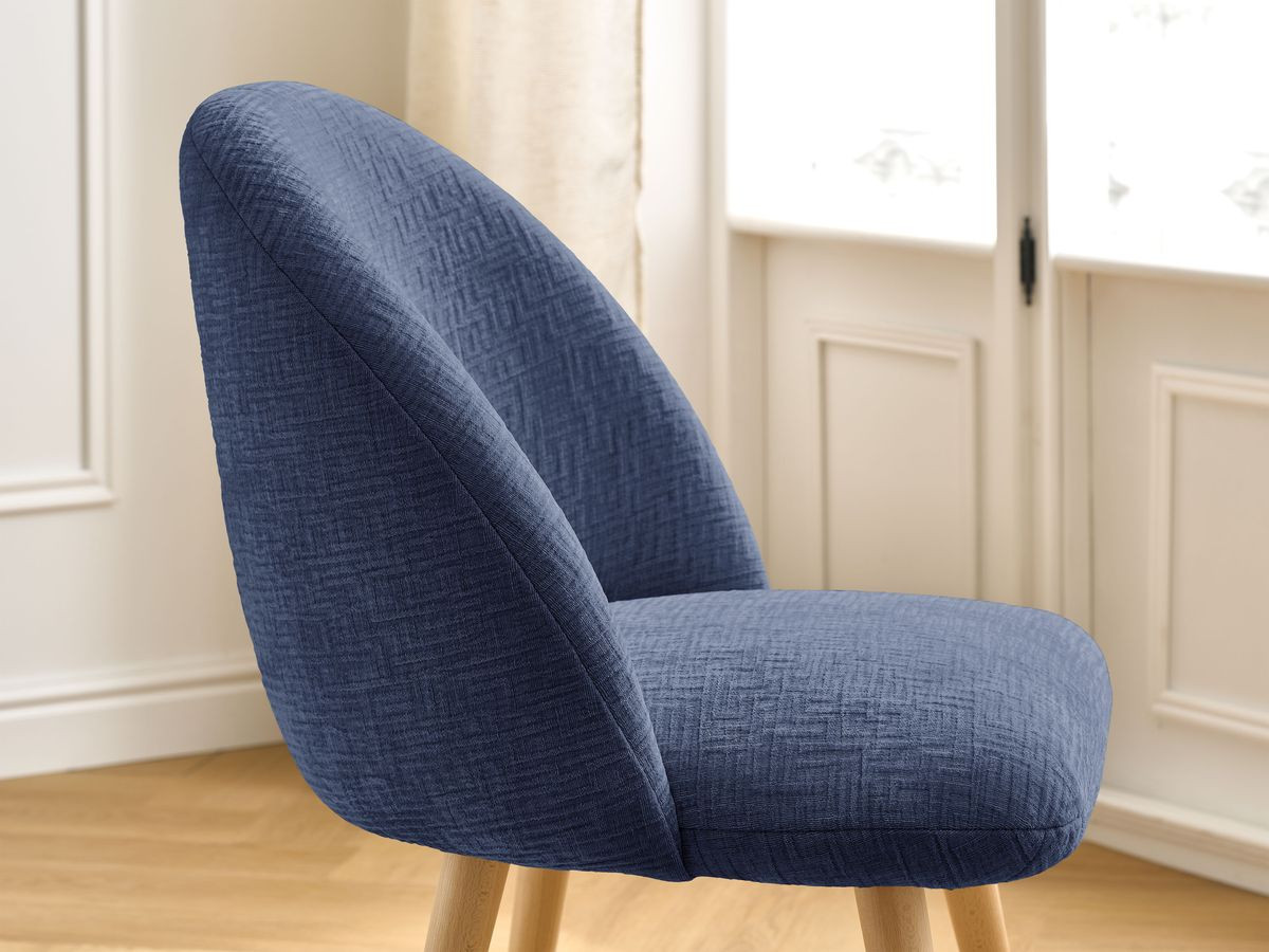 Chaise LALIE tissu texturé et pieds scandinaves bois