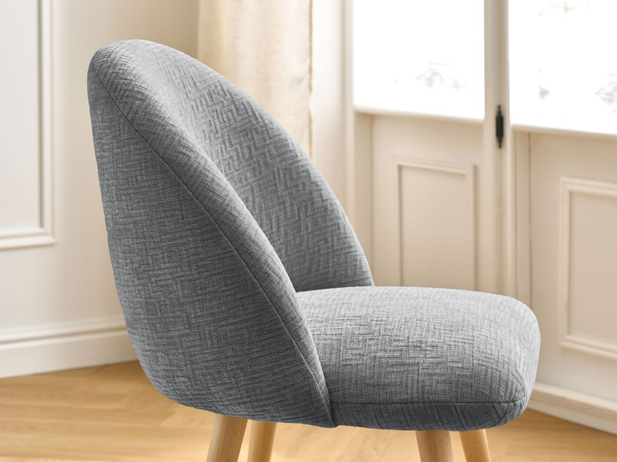 Chaise LALIE tissu texturé et pieds scandinaves bois
