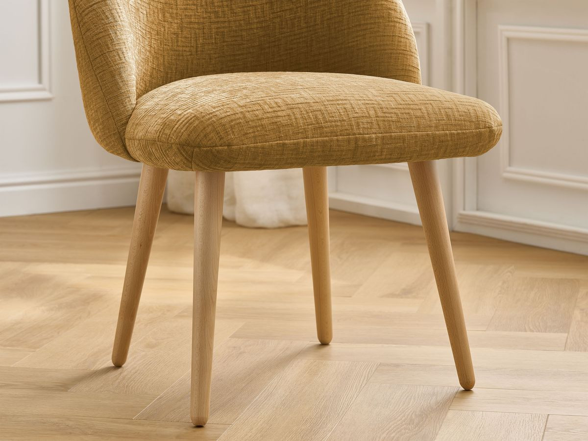 Chaise LALIE tissu texturé et pieds scandinaves bois