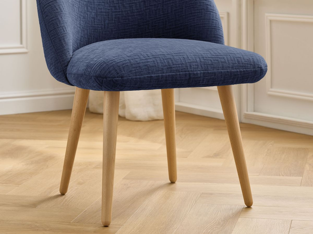 Chaise LALIE tissu texturé et pieds scandinaves bois