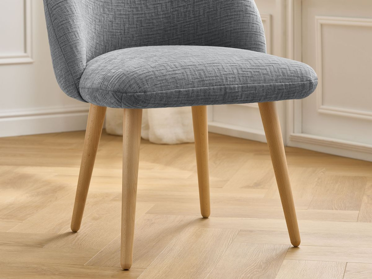 Chaise LALIE tissu texturé et pieds scandinaves bois