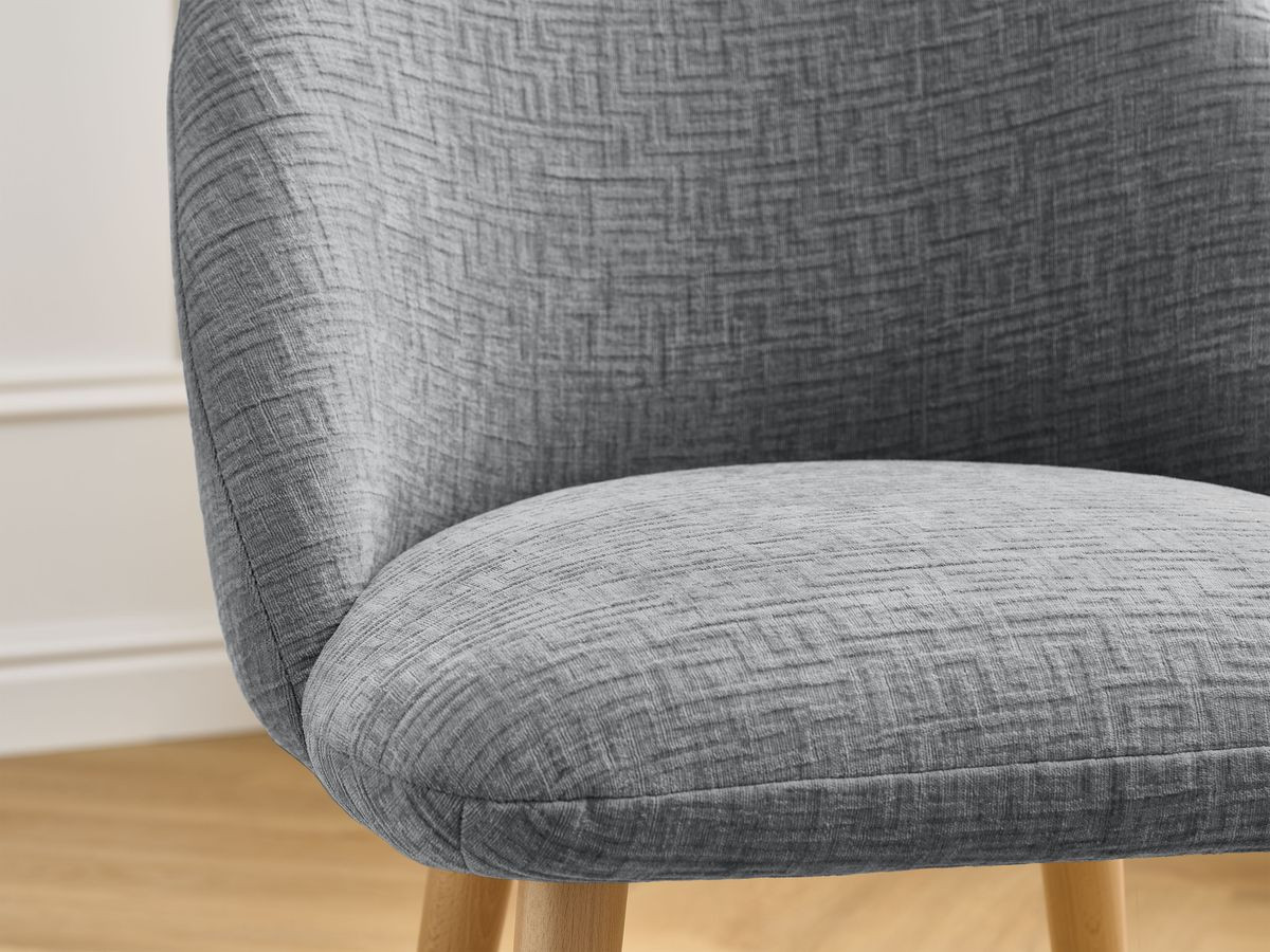 Chaise LALIE tissu texturé et pieds scandinaves bois