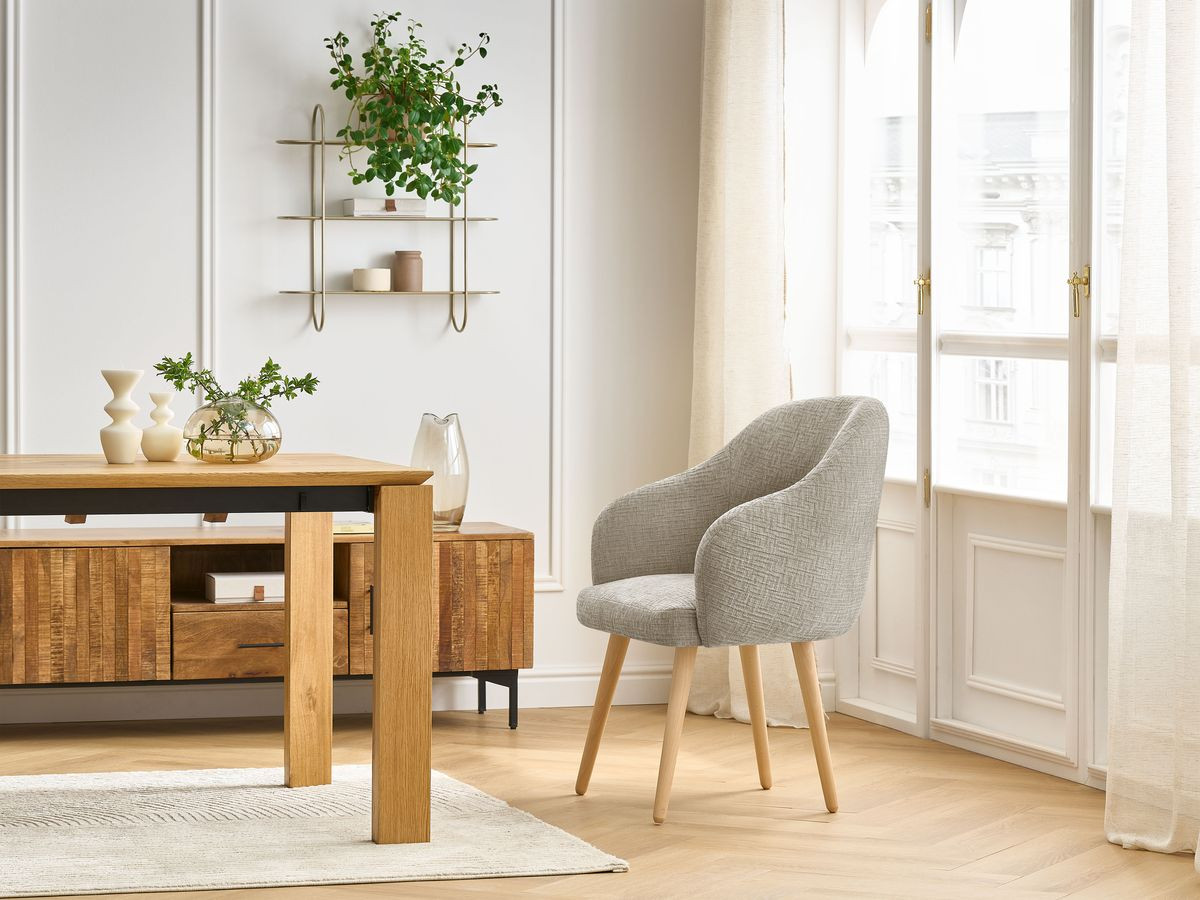 Chaise SOPHIE texturé et pieds scandinaves bois beige — vue 5