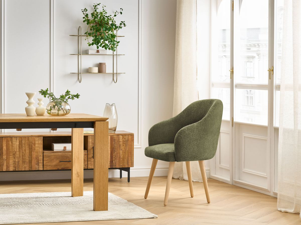 Chaise SOPHIE texturé et pieds scandinaves bois vert — vue 5