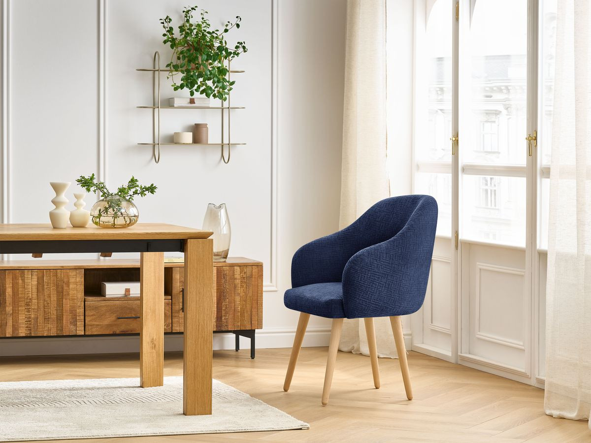 Chaise SOPHIE texturé et pieds scandinaves bois bleu foncé — vue 5