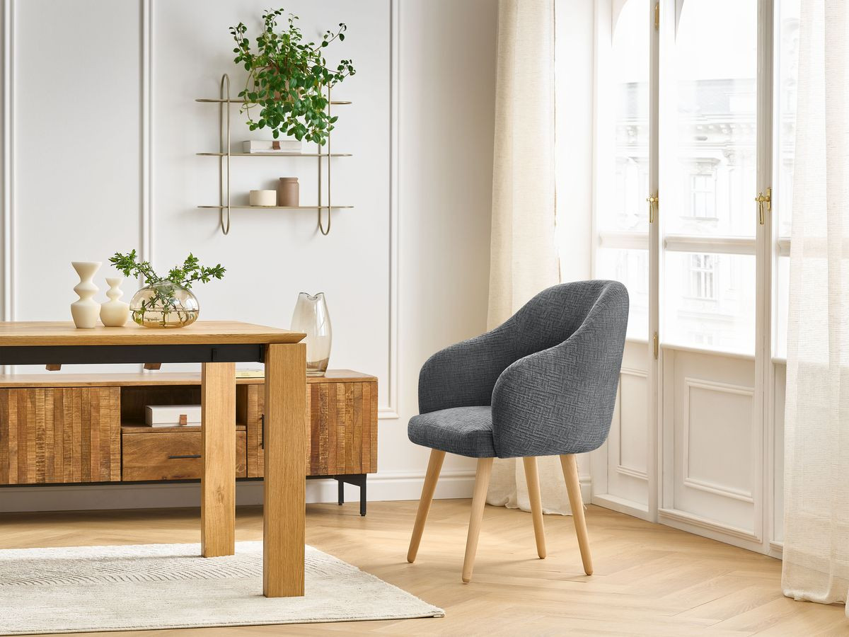 Chaise SOPHIE texturé et pieds scandinaves bois gris foncé — vue 5