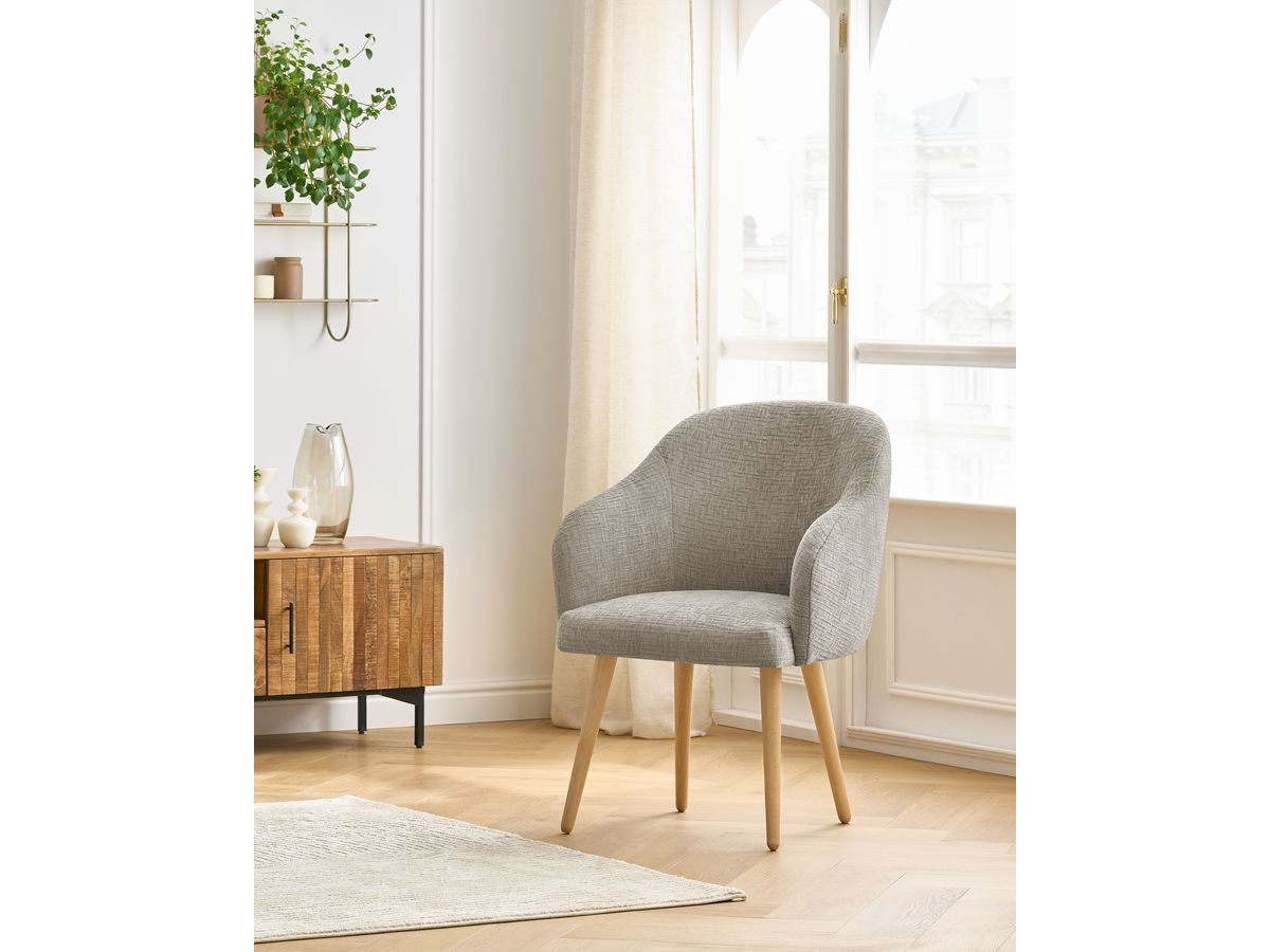 Chaise SOPHIE tissu texturé et pieds scandinaves bois