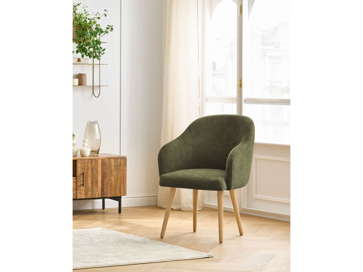 Chaise SOPHIE tissu texturé et pieds scandinaves bois