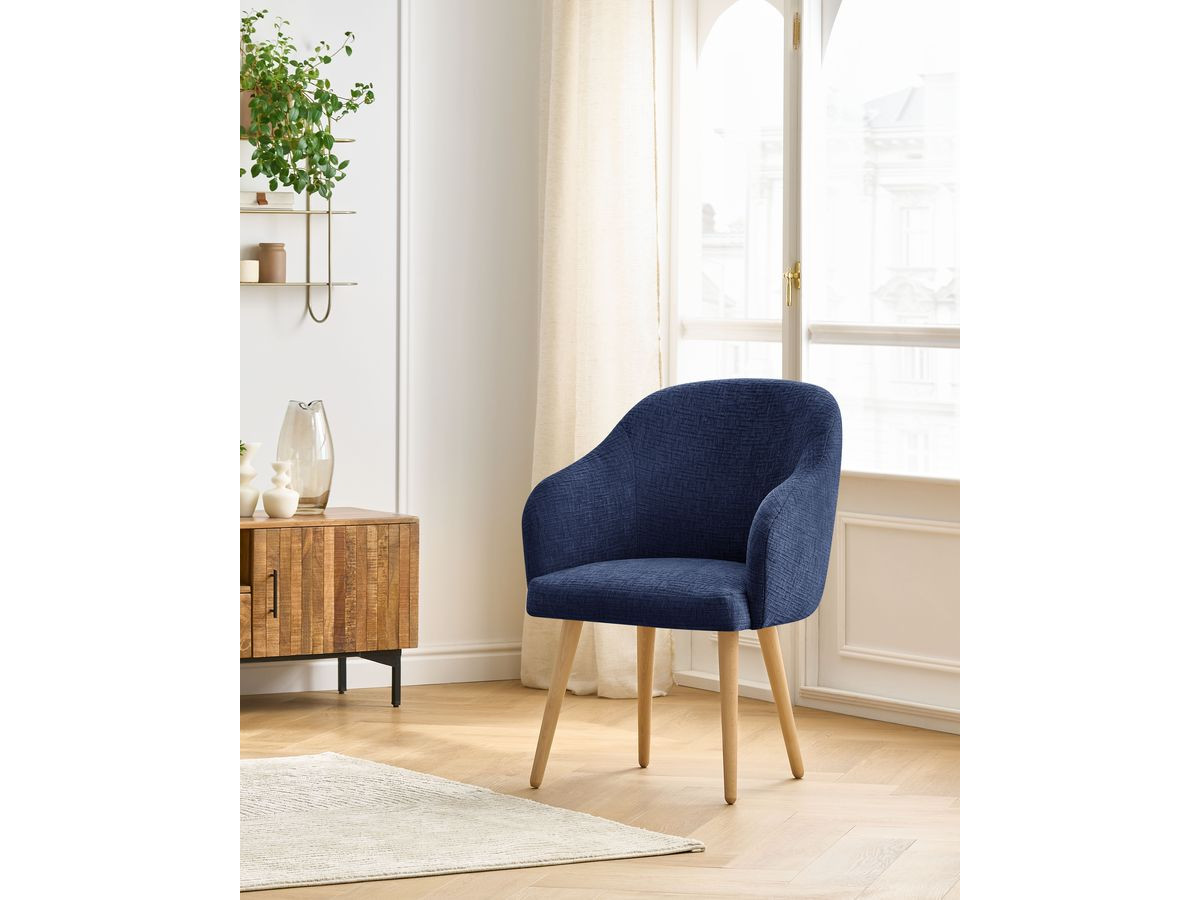 Chaise SOPHIE tissu texturé et pieds scandinaves bois