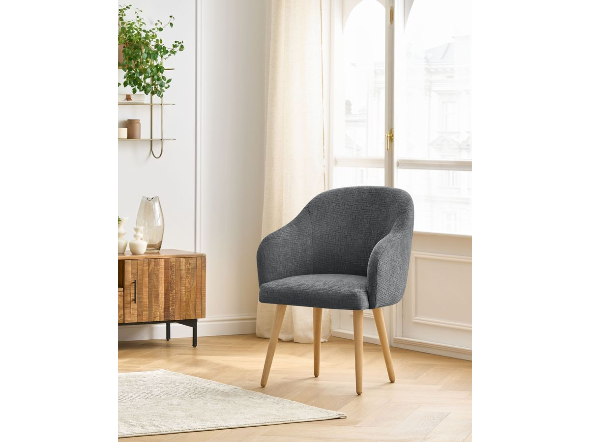 Chaise SOPHIE tissu texturé et pieds scandinaves bois