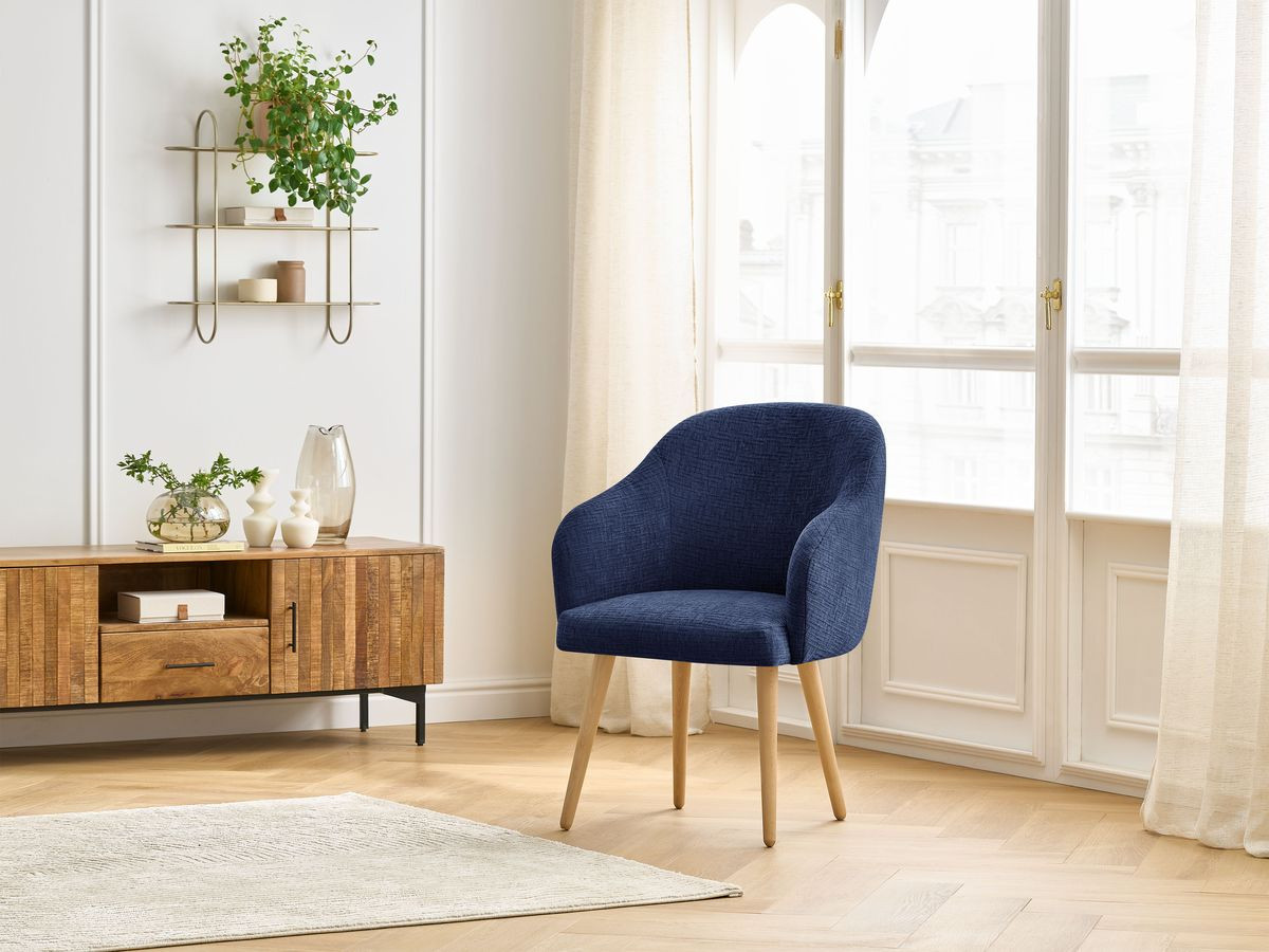 Chaise SOPHIE tissu texturé et pieds scandinaves bois