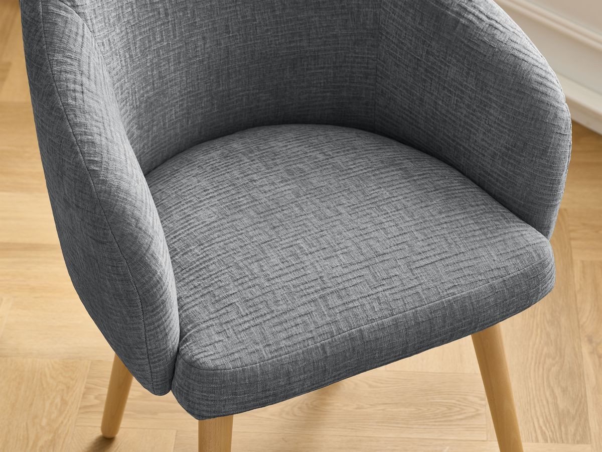 Chaise SOPHIE tissu texturé et pieds scandinaves bois