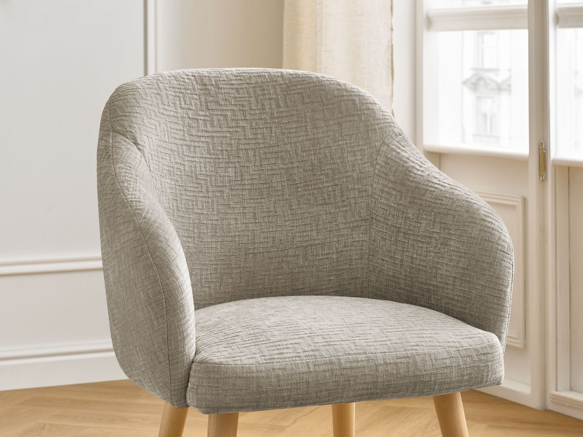 Chaise SOPHIE tissu texturé et pieds scandinaves bois