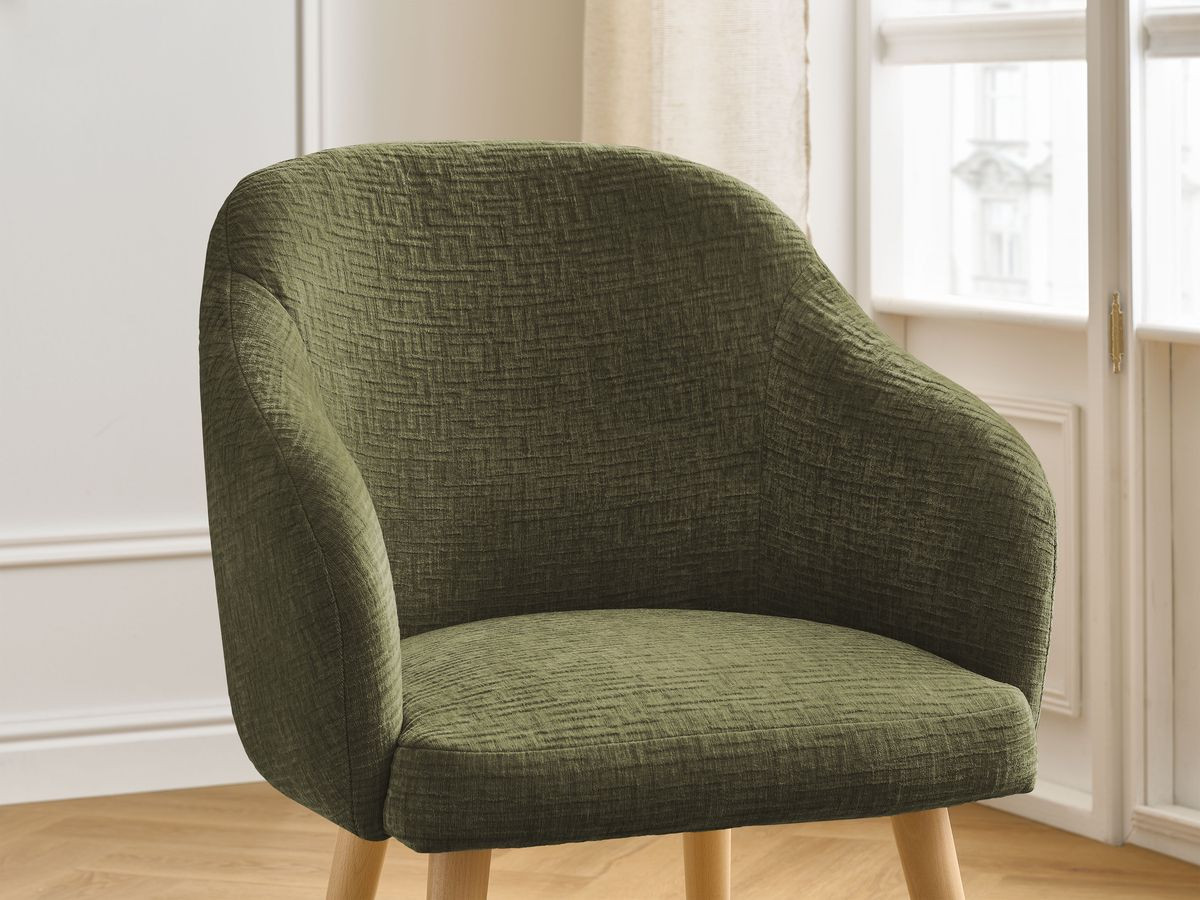 Chaise SOPHIE tissu texturé et pieds scandinaves bois