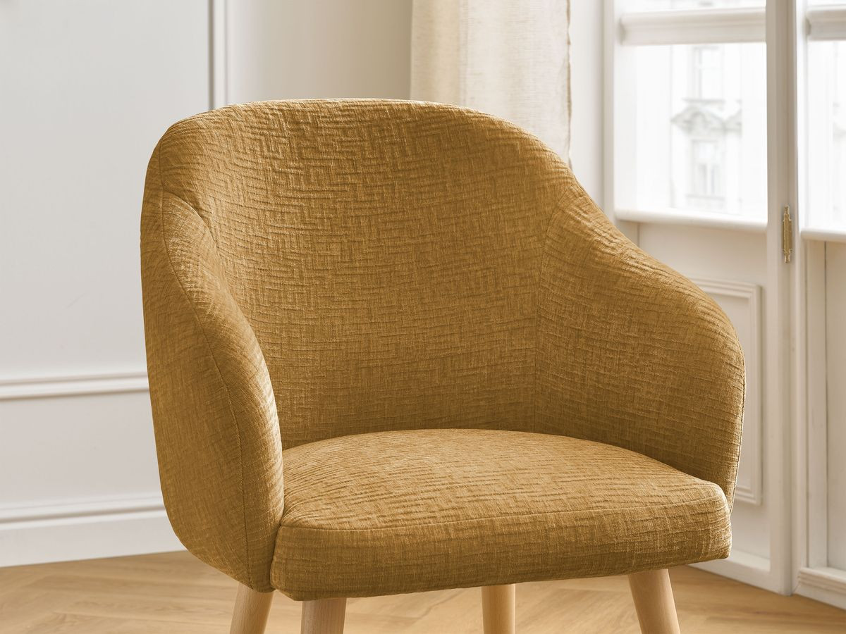 Chaise SOPHIE tissu texturé et pieds scandinaves bois