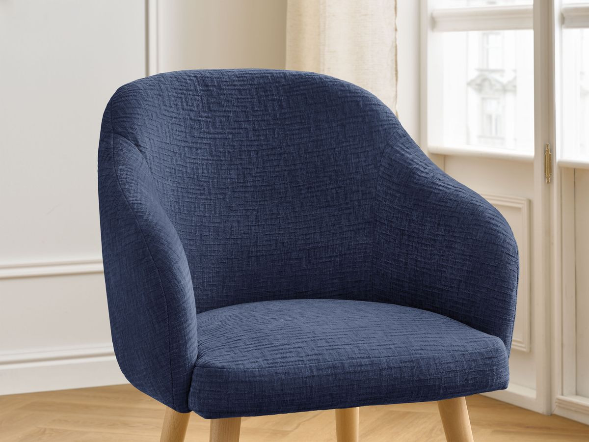 Chaise SOPHIE tissu texturé et pieds scandinaves bois