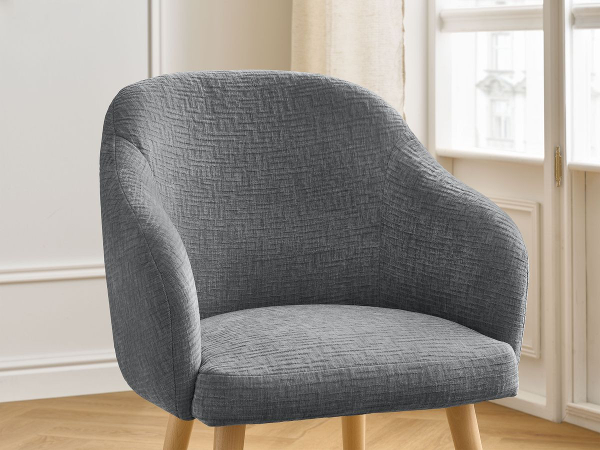 Chaise SOPHIE tissu texturé et pieds scandinaves bois