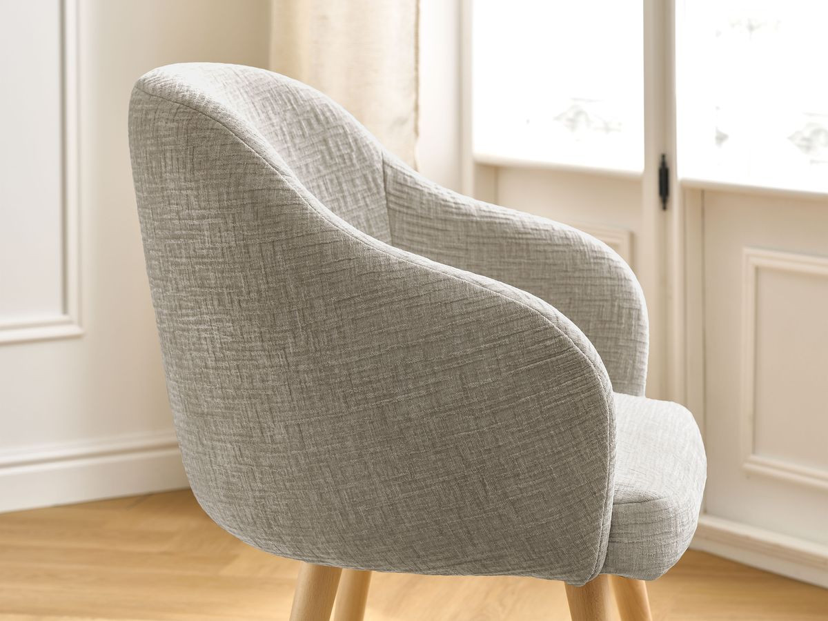 Chaise SOPHIE tissu texturé et pieds scandinaves bois