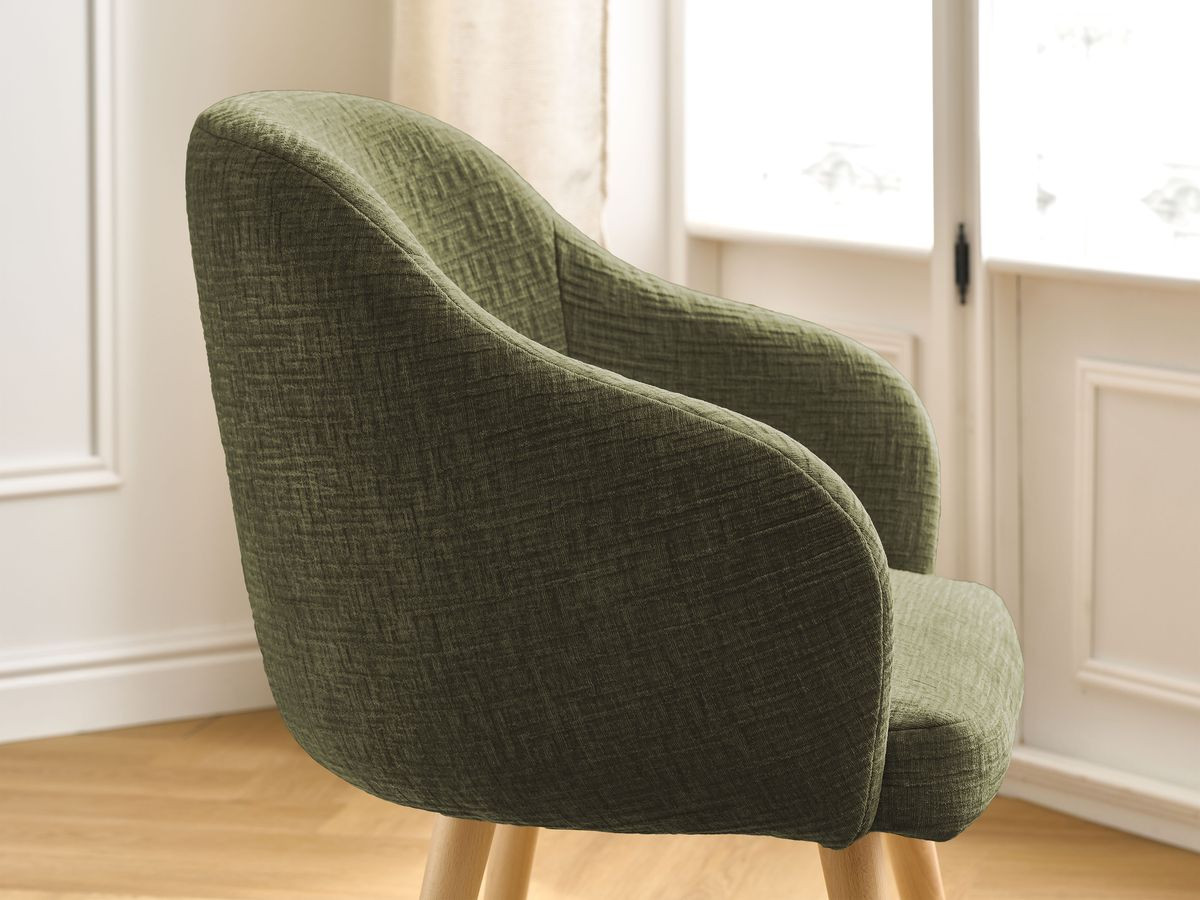 Chaise SOPHIE tissu texturé et pieds scandinaves bois