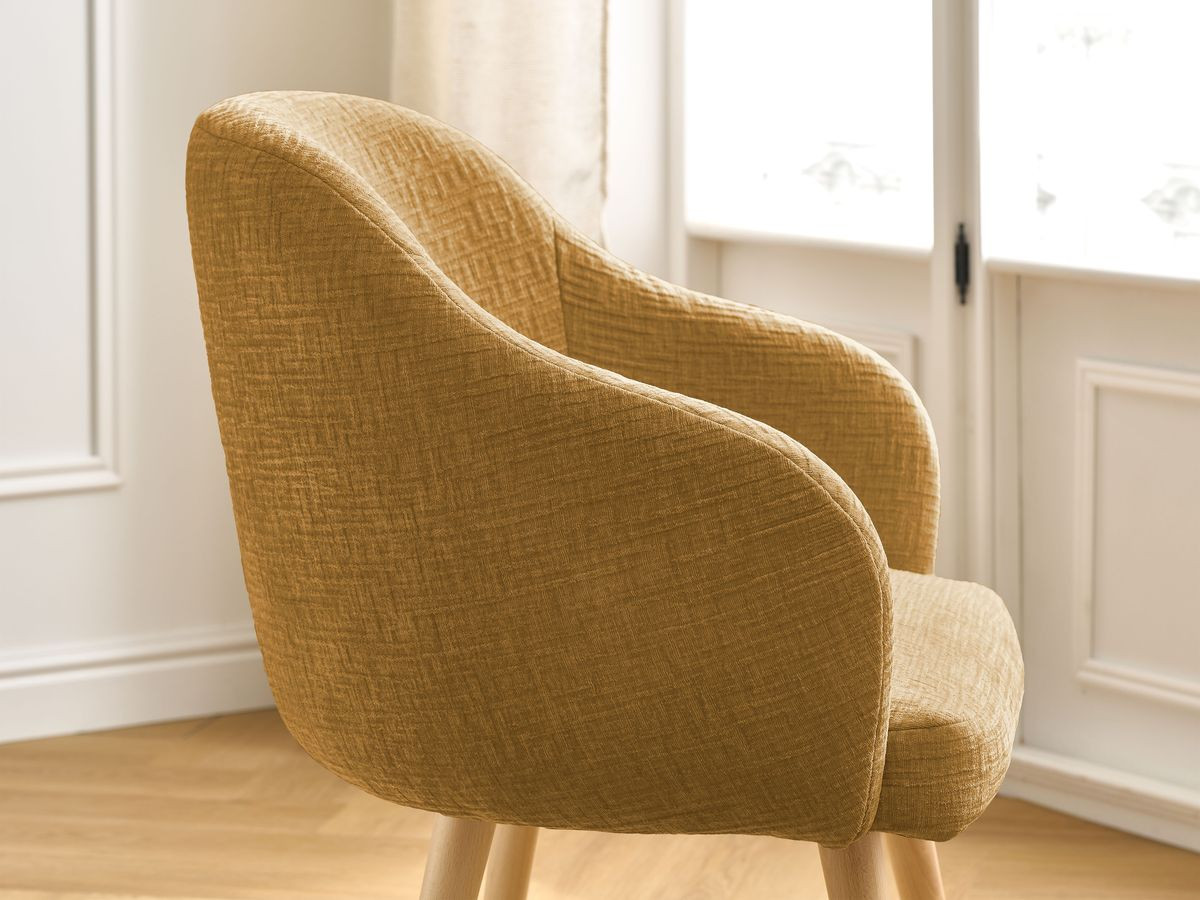 Chaise SOPHIE tissu texturé et pieds scandinaves bois