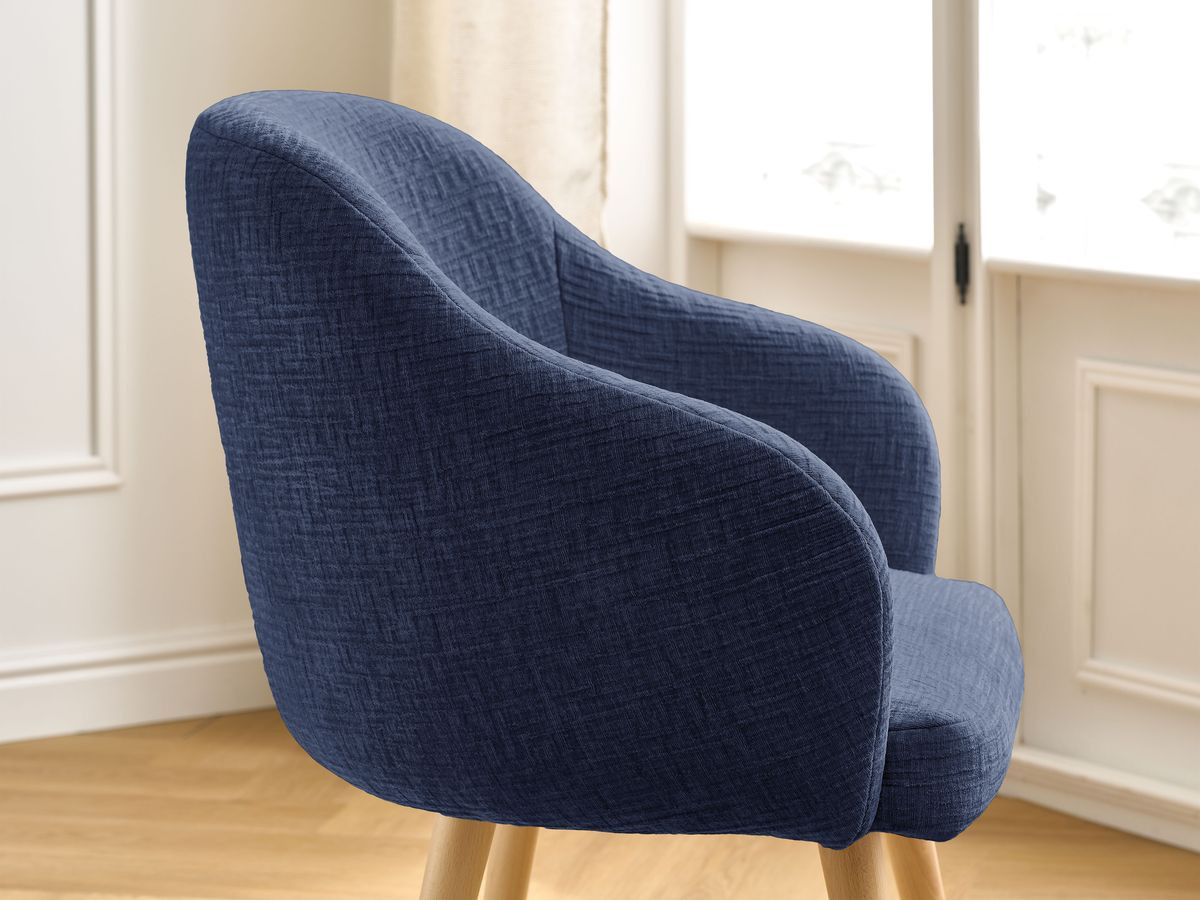 Chaise SOPHIE tissu texturé et pieds scandinaves bois