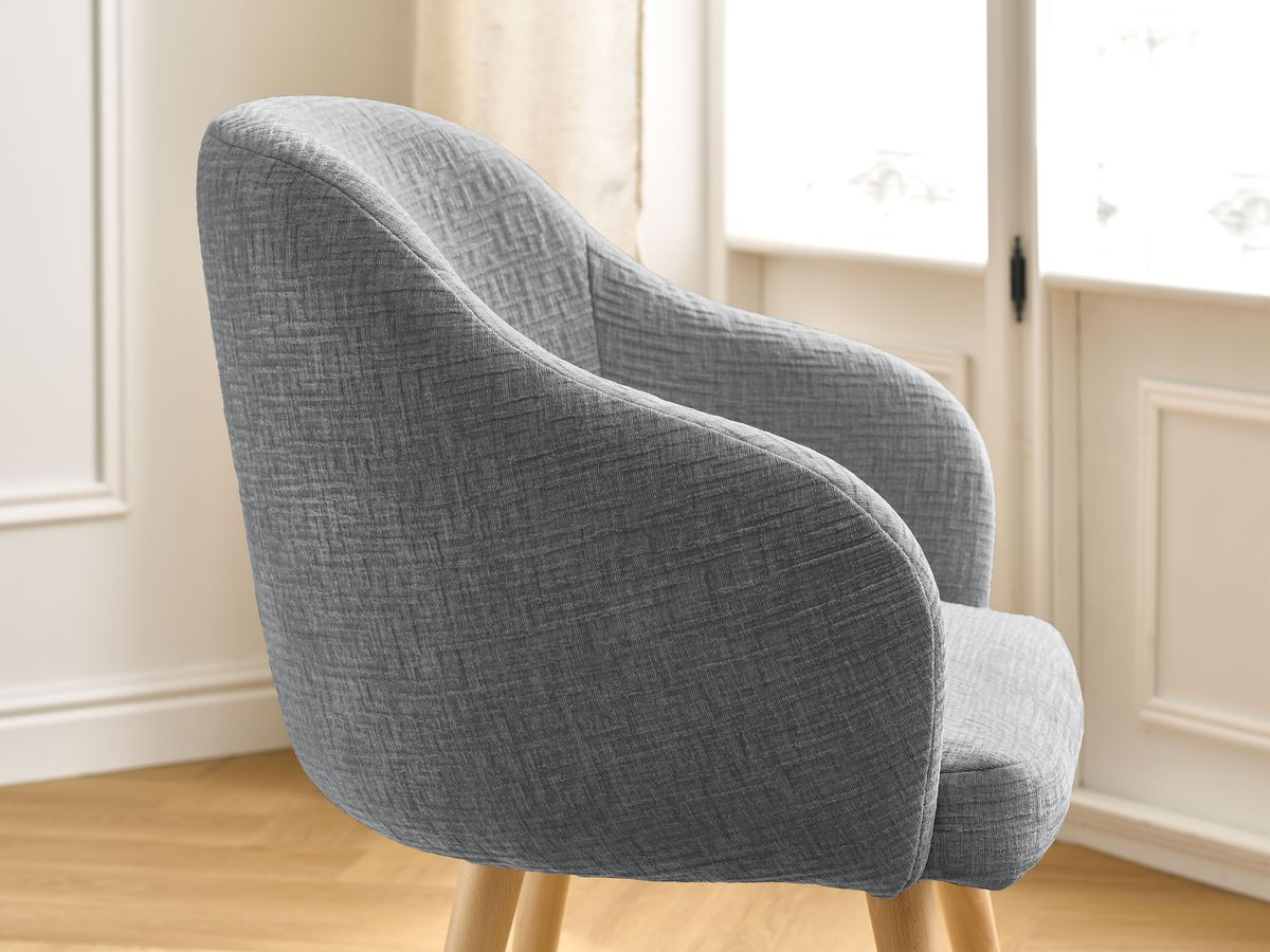 Chaise SOPHIE tissu texturé et pieds scandinaves bois