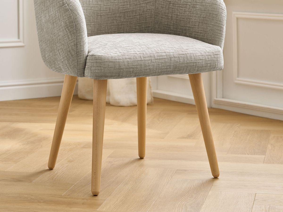 Chaise SOPHIE tissu texturé et pieds scandinaves bois