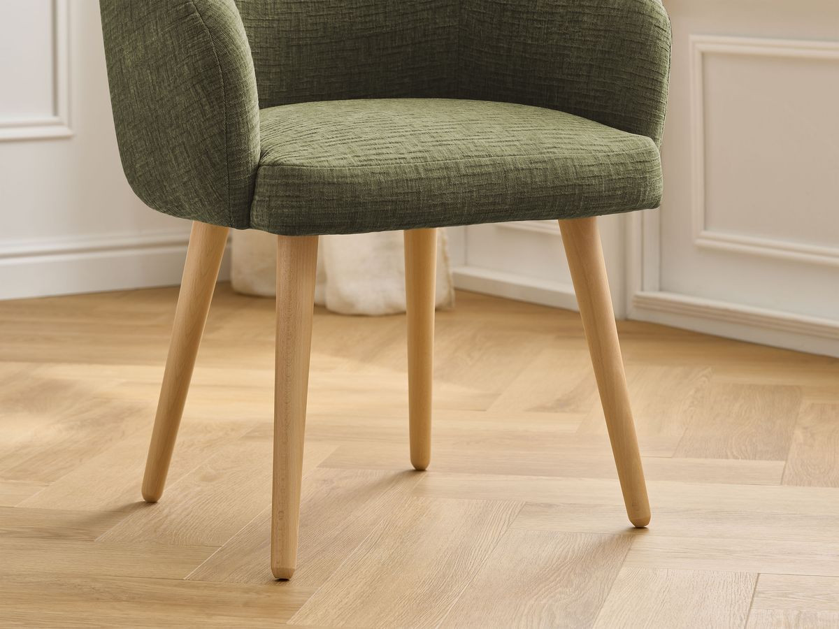 Chaise SOPHIE tissu texturé et pieds scandinaves bois