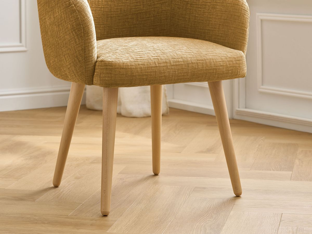 Chaise SOPHIE tissu texturé et pieds scandinaves bois