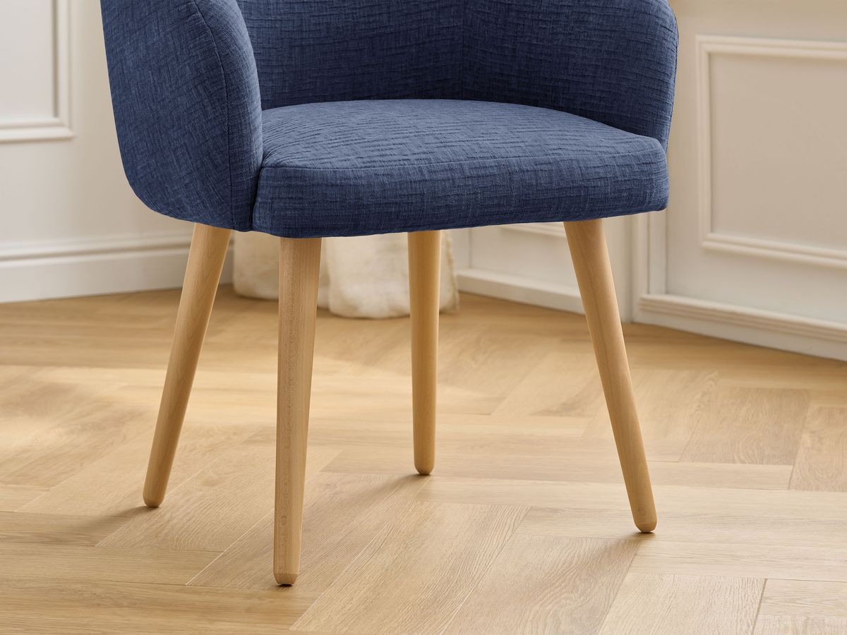 Chaise SOPHIE tissu texturé et pieds scandinaves bois