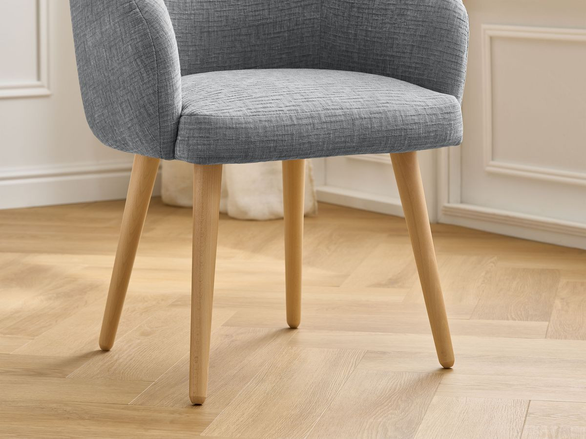 Chaise SOPHIE tissu texturé et pieds scandinaves bois
