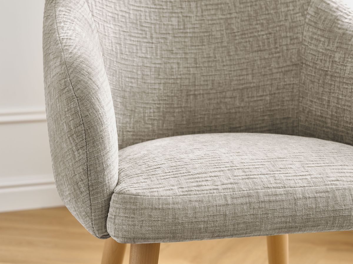 Chaise SOPHIE tissu texturé et pieds scandinaves bois