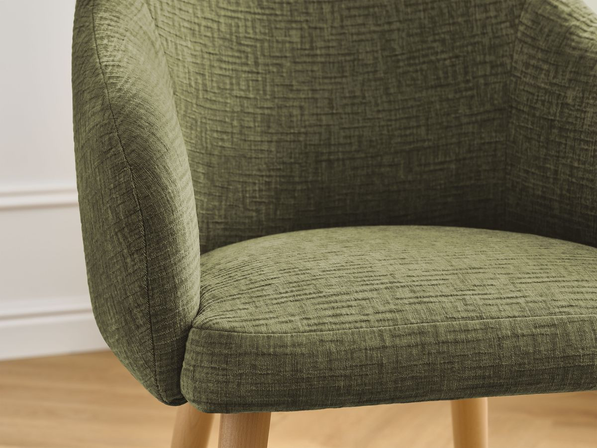 Chaise SOPHIE tissu texturé et pieds scandinaves bois