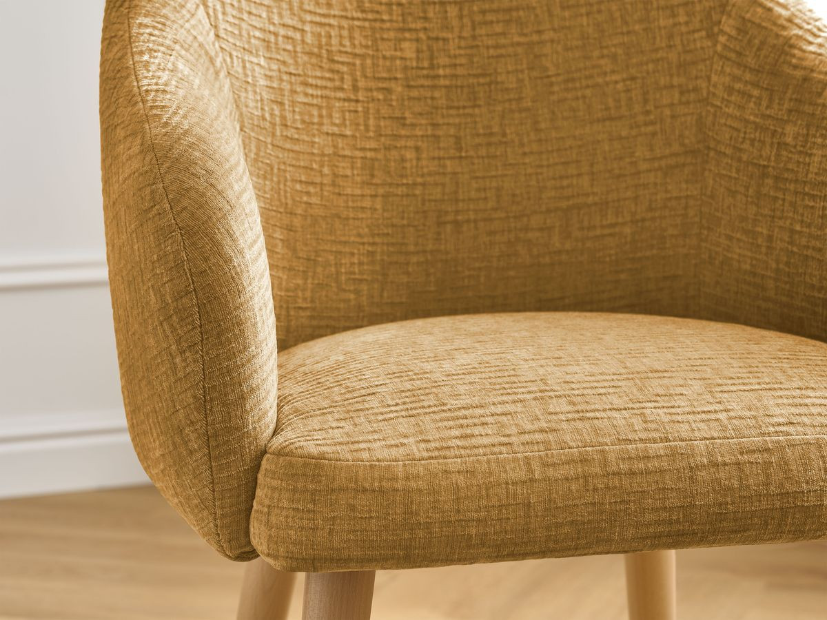 Chaise SOPHIE tissu texturé et pieds scandinaves bois