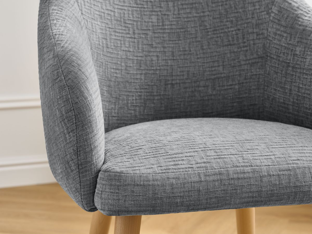 Chaise SOPHIE tissu texturé et pieds scandinaves bois