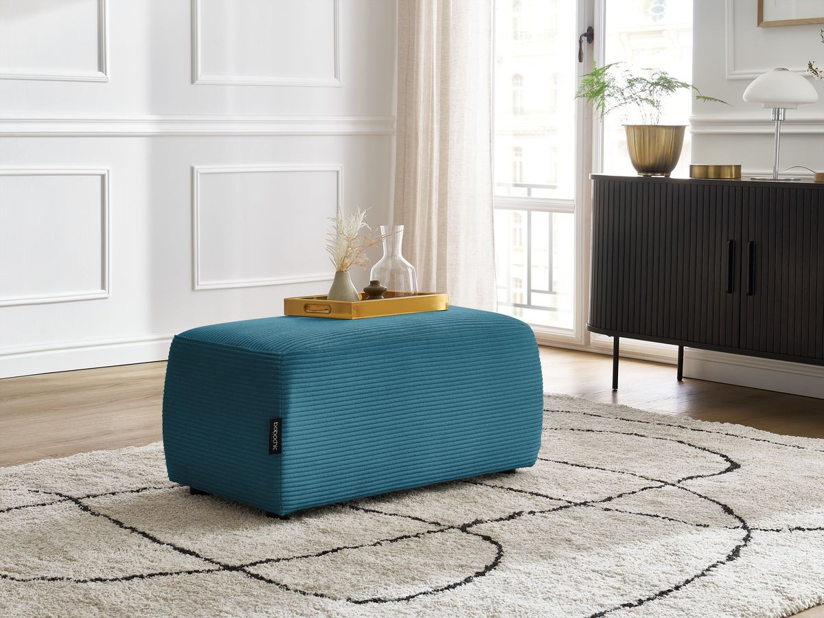 Pouf ATILLA velours côtelé bleu clair