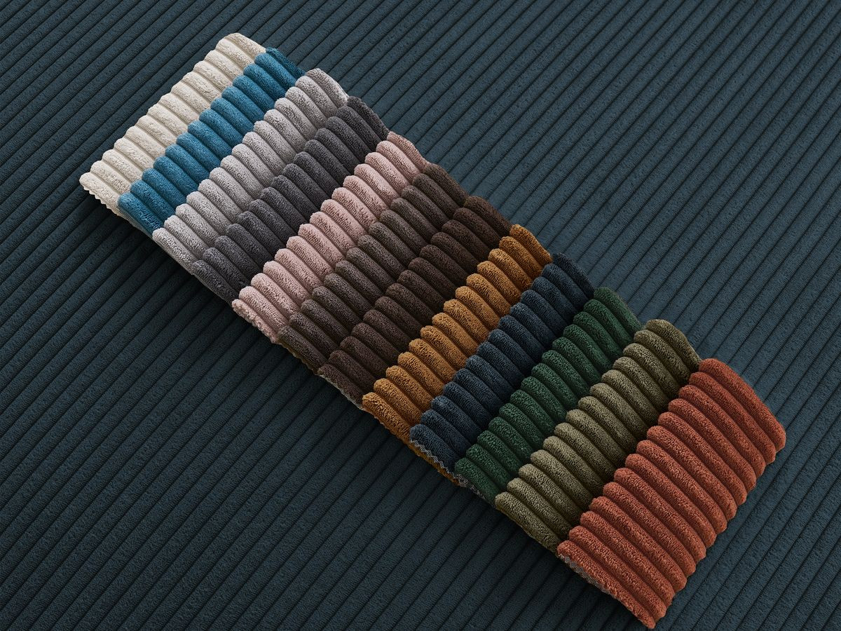 Canapé d'angle fixe EVEREST tissu chiné - Orange - Angle droit - 10 coussins