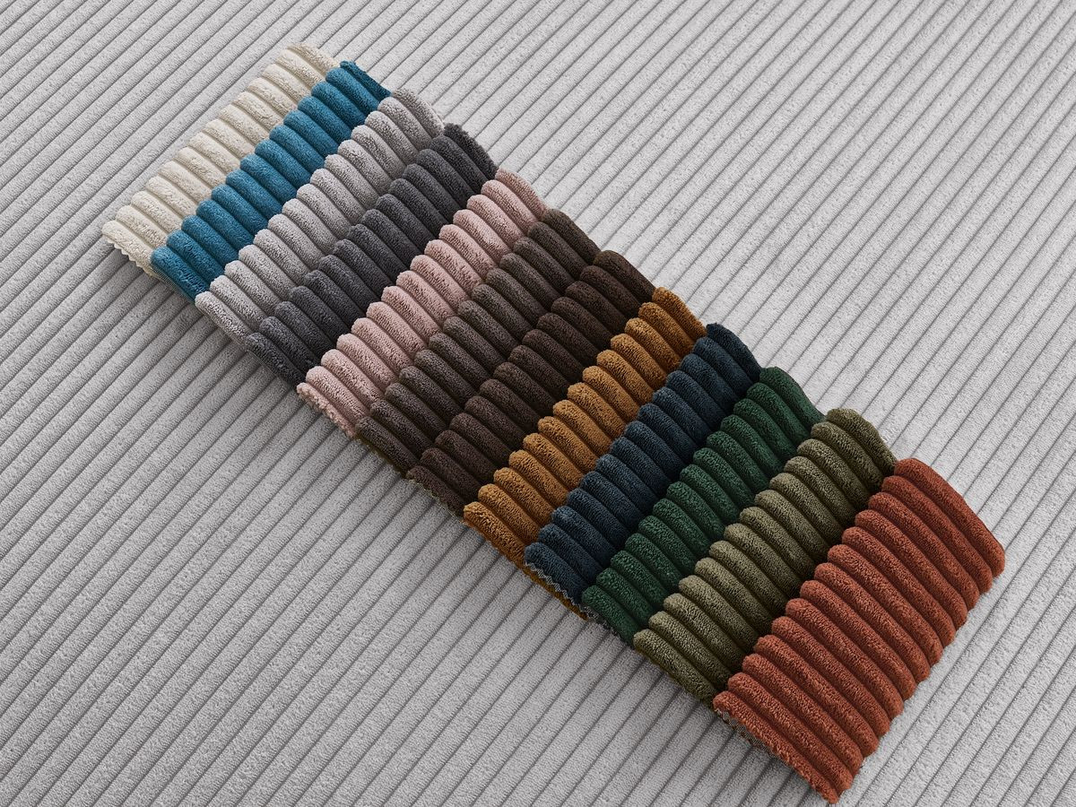 Canapé d'angle fixe EVEREST tissu chiné - Orange - Angle droit - 10 coussins