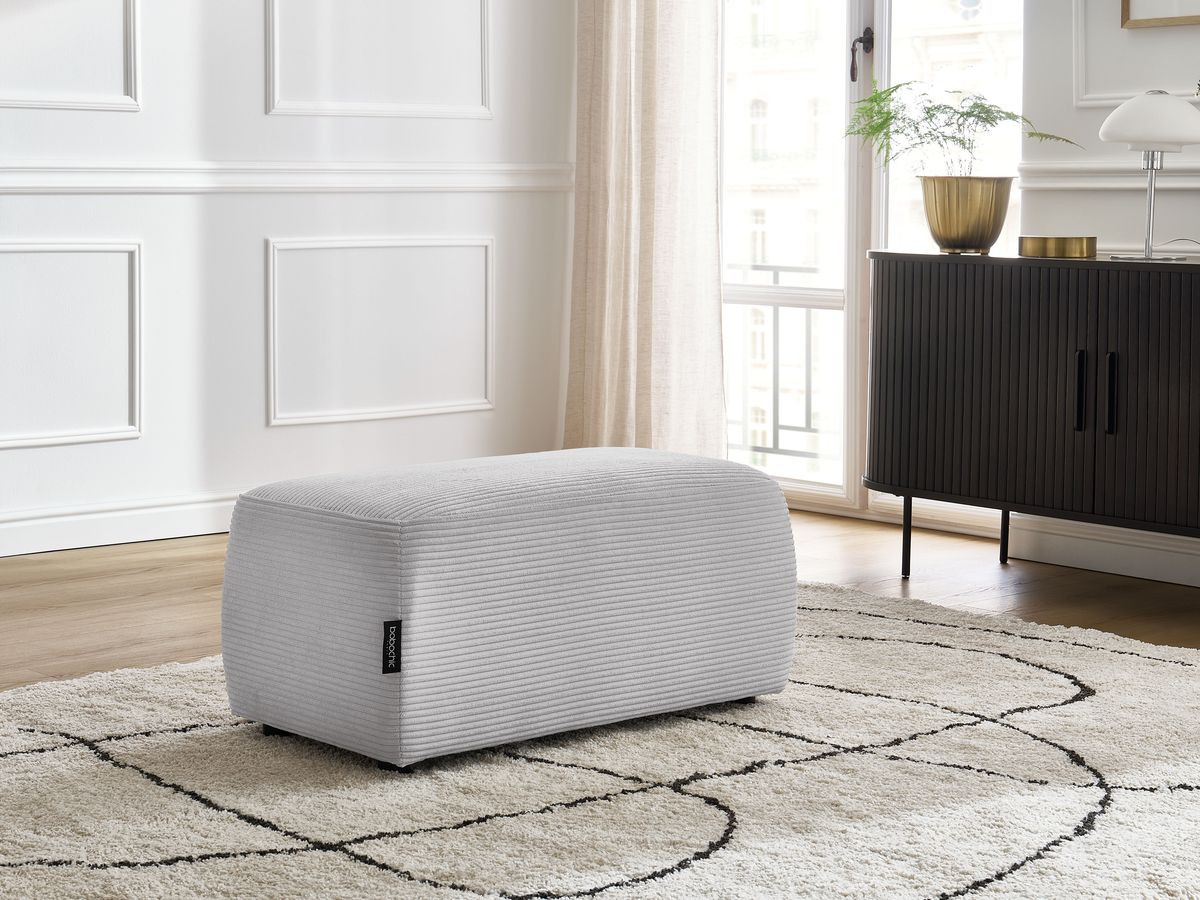 Pouf ATILLA velours côtelé gris clair — vue 5