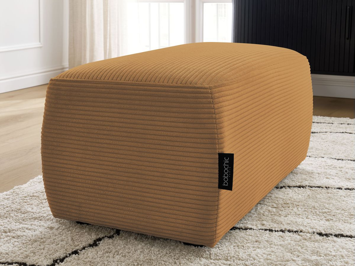 Canapé d'angle fixe EVEREST tissu chiné - Orange - Angle droit - 10 coussins