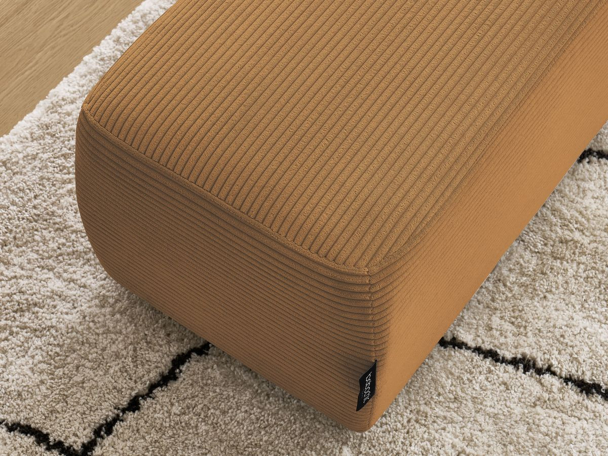 Canapé d'angle fixe EVEREST tissu chiné - Orange - Angle droit - 10 coussins