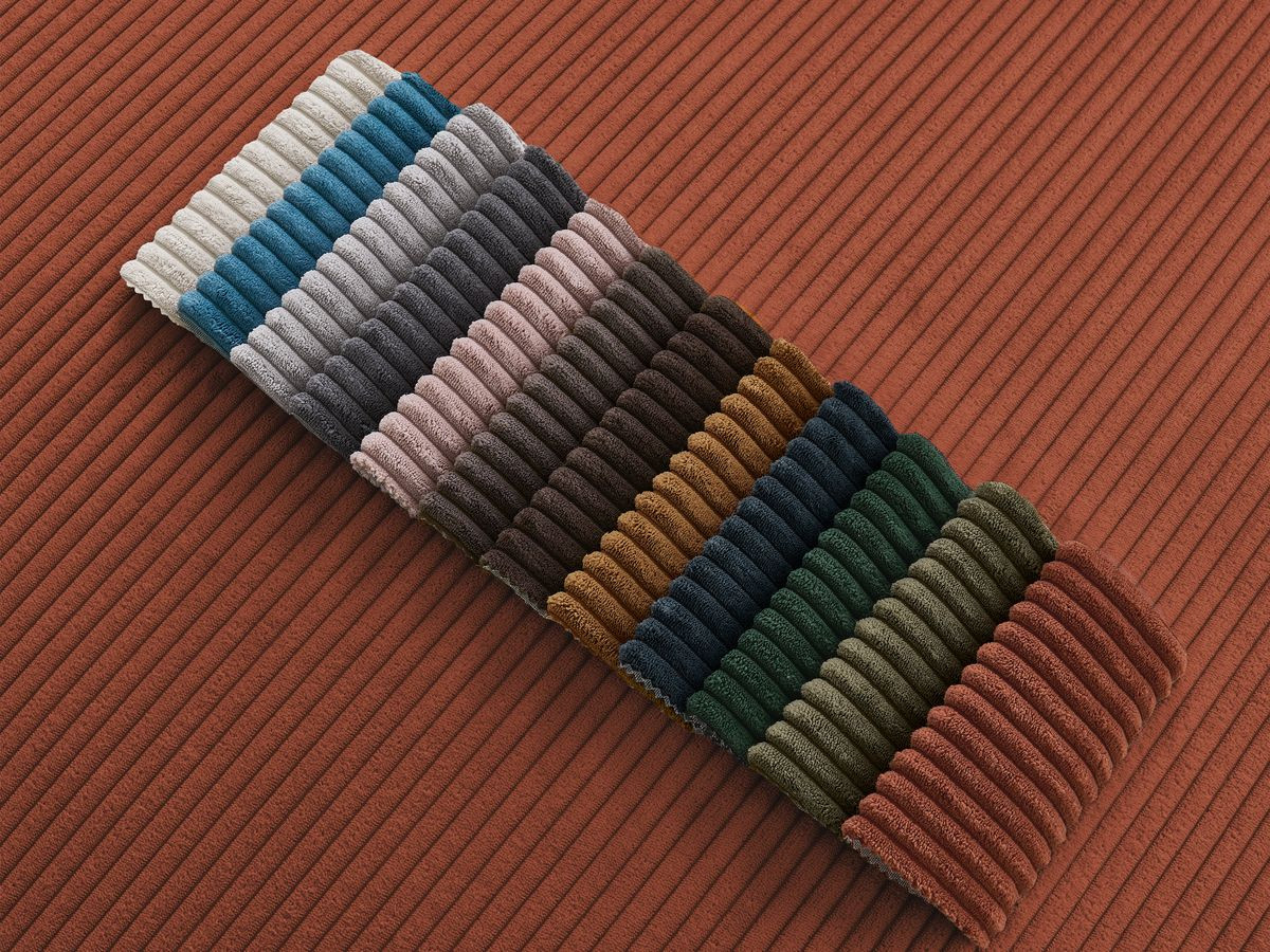 Canapé d'angle fixe EVEREST tissu chiné - Orange - Angle droit - 10 coussins