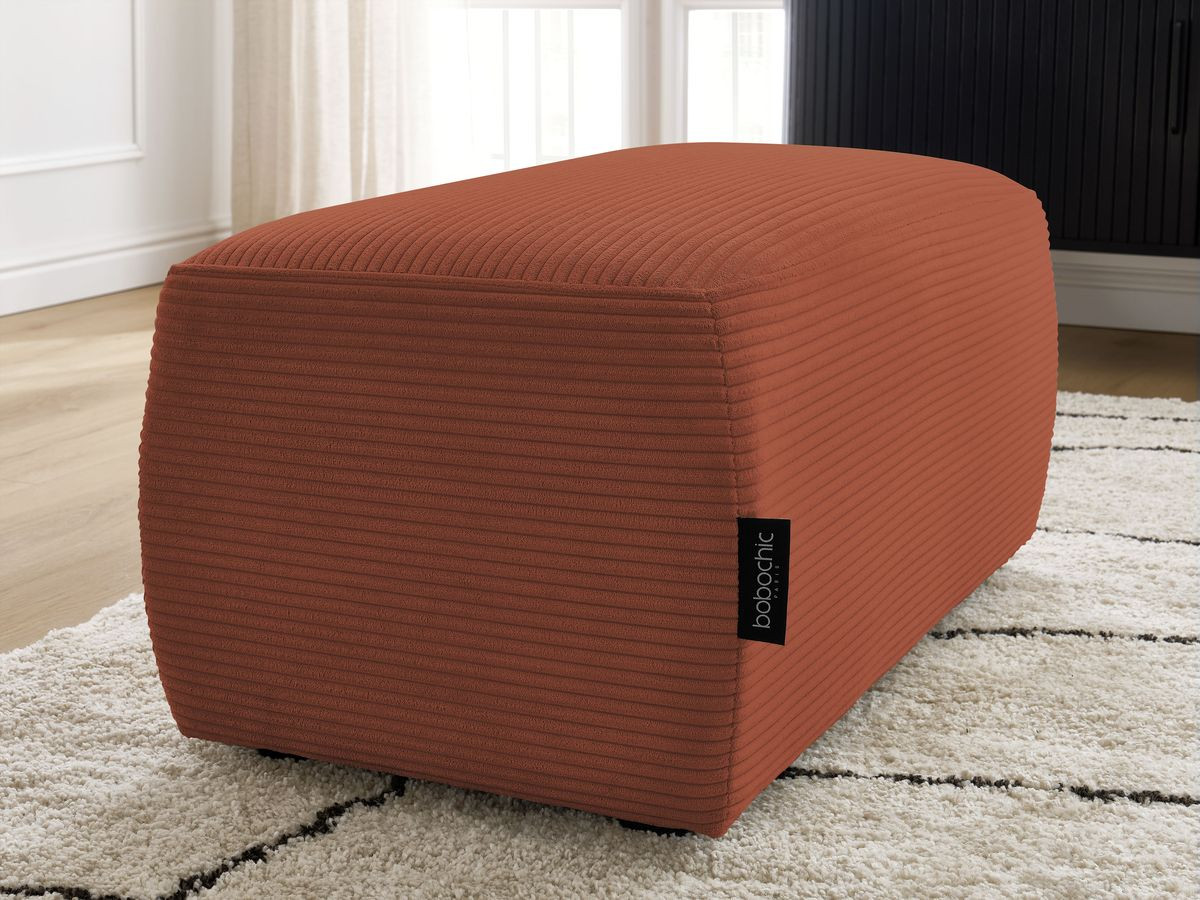 Canapé d'angle fixe EVEREST tissu chiné - Orange - Angle droit - 10 coussins