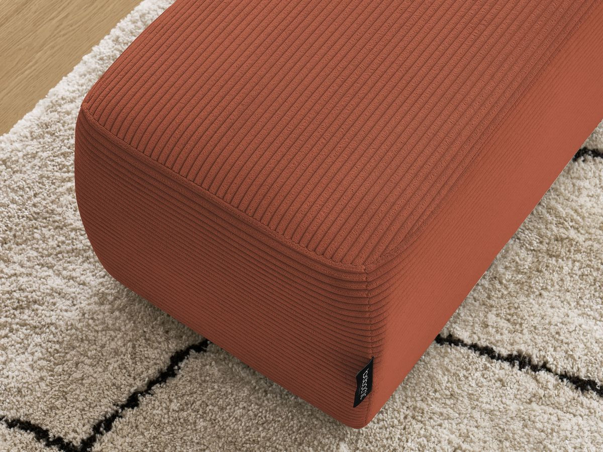 Canapé d'angle fixe EVEREST tissu chiné - Orange - Angle droit - 10 coussins