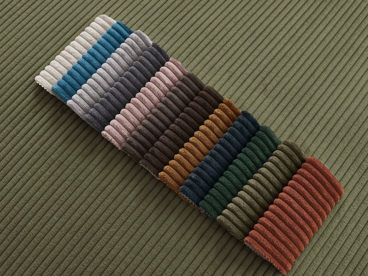 Canapé d'angle fixe EVEREST tissu chiné - Orange - Angle droit - 10 coussins