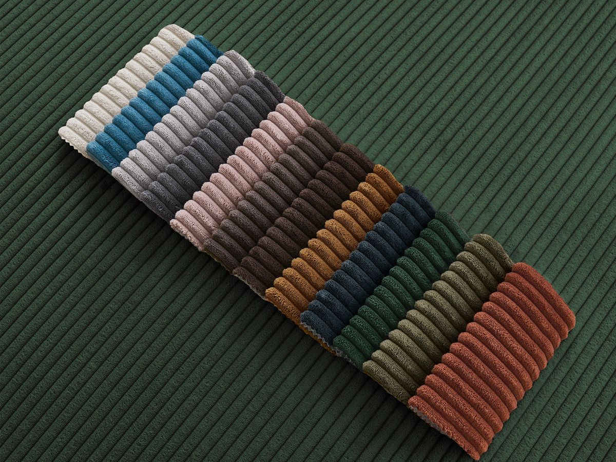 Canapé d'angle fixe EVEREST tissu chiné - Orange - Angle droit - 10 coussins