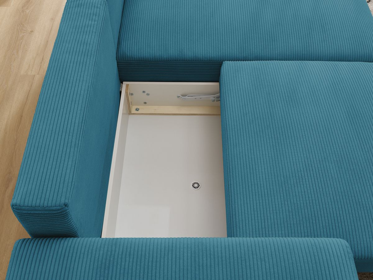 Canapé d'angle convertible coffre ATILLA velours côtelé