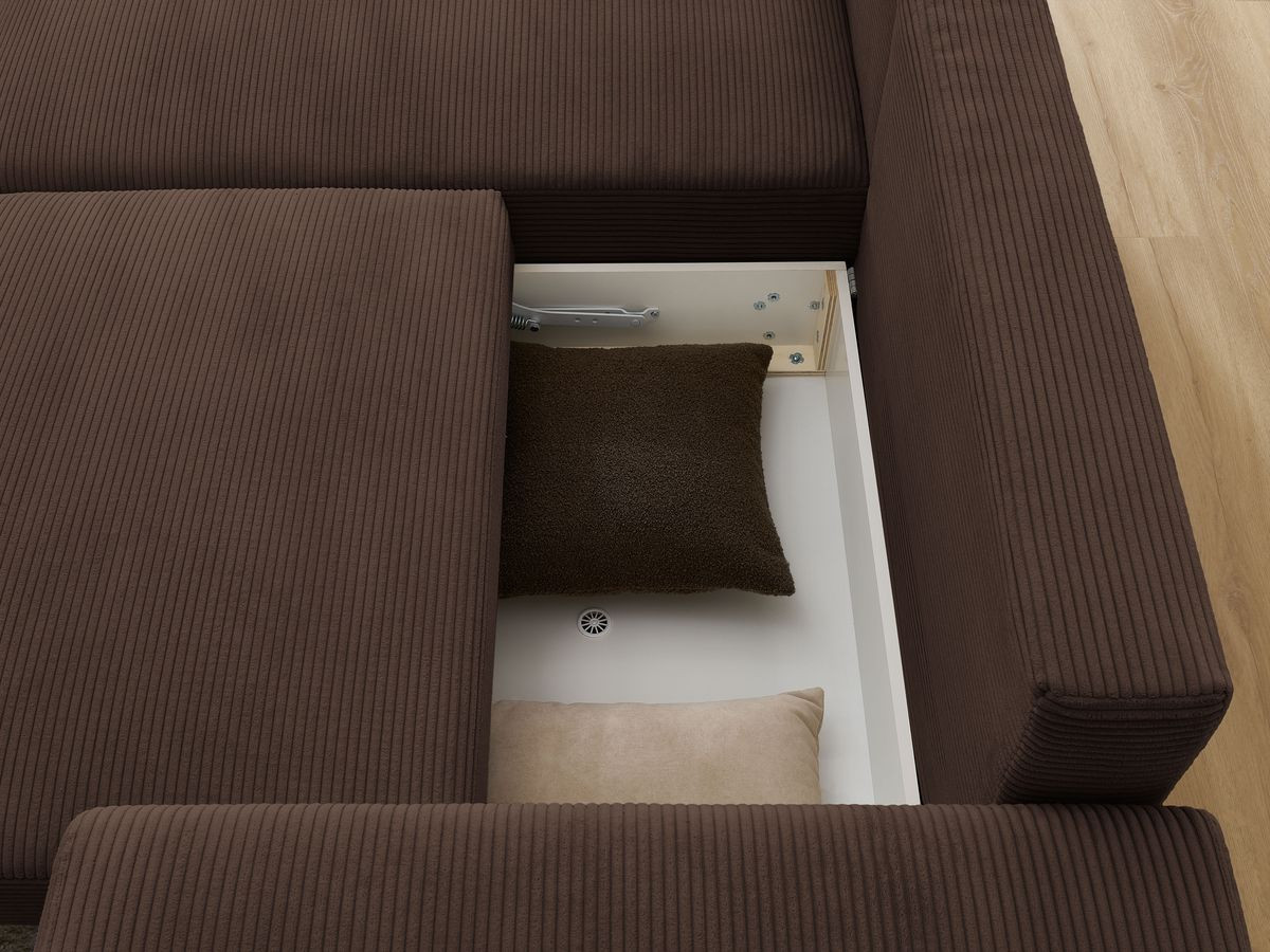Canapé d'angle convertible coffre ATILLA velours côtelé