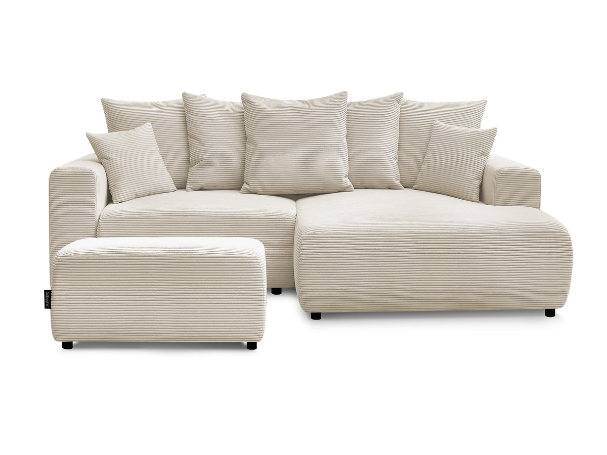 Canapé d'angle convertible coffre ATILLA velours côtelé avec pouf
