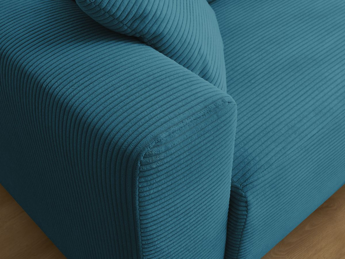 Canapé d'angle convertible coffre ATILLA velours côtelé avec pouf